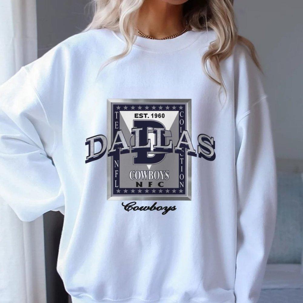 Dallas Cowboys White Unisex Crewneck Sweatshirt Football Fan Style